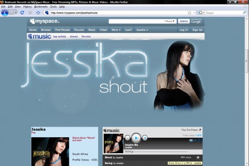 Jessika's Myspace Page - Layout by Paul Seele