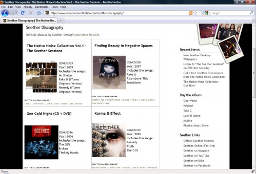 Native Noise Collection Website - Discography