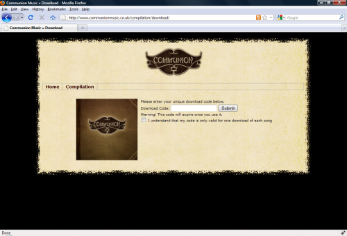 Communion Records Single Access Download Login Page