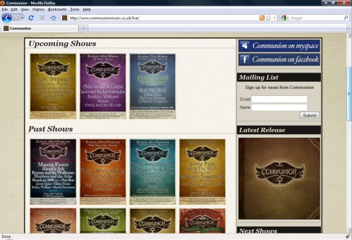Communion Music Event History Plugin