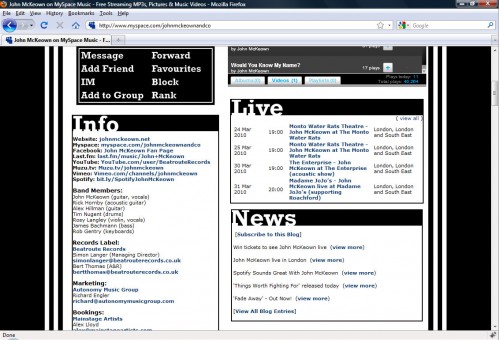 John McKeown Myspace Layout