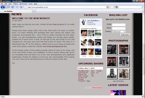 Joe Robbins Website - Home Page Joe Robbins Website - Home Page