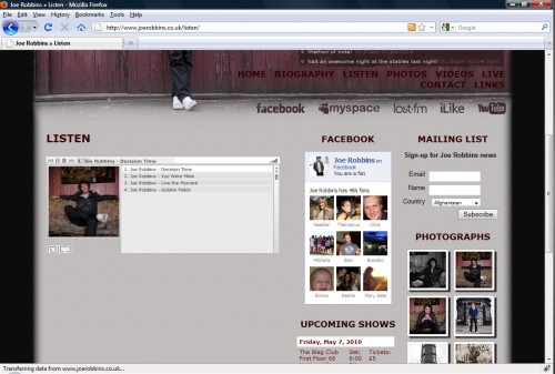 Joe Robbins Website - Listen Joe Robbins Website - Listen