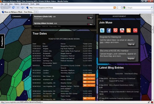 Muse Myspace Layout Upgrade