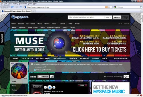 Muse Myspace Layout Upgrade