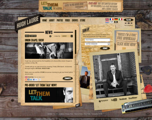 Hugh Laurie Website - Home Page