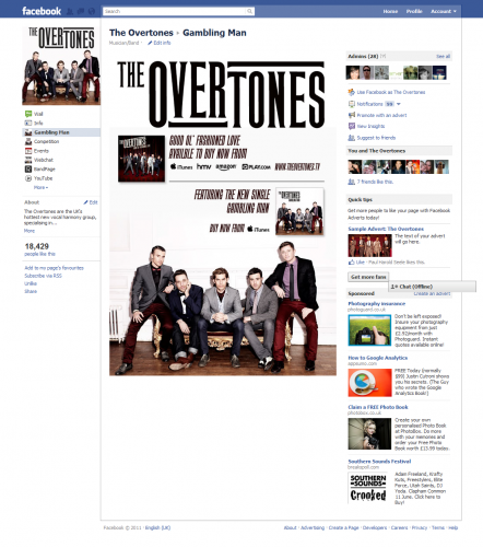 The Overtones - Gambling Man Facebook Tab