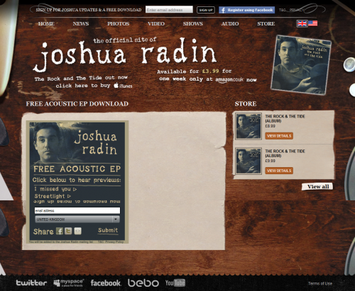 Joshua Radin Free Acoustic EP Widget