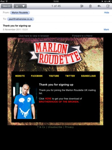 Marlon Roudette Email Template