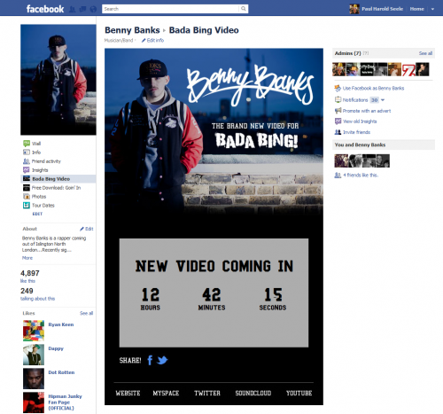 Benny Banks Countdown Facebook Tab